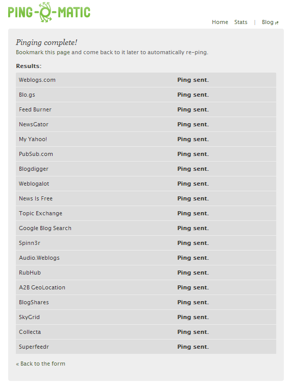 Ping-O-Matic Free Submission Blog Site
