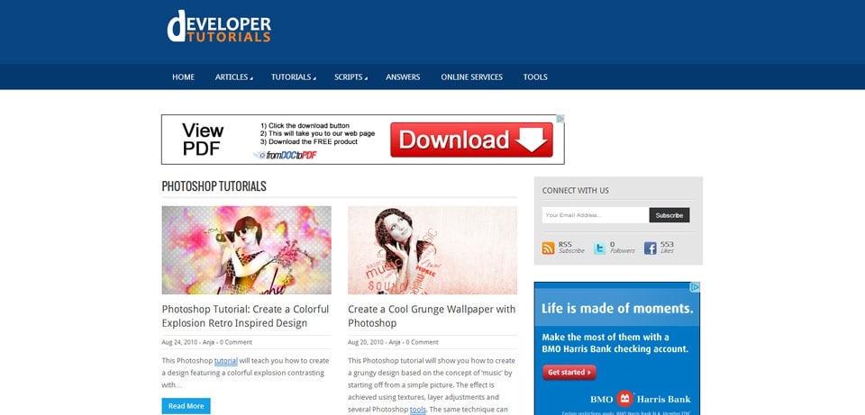 Developer Tutorials Photoshop Tutorials Website