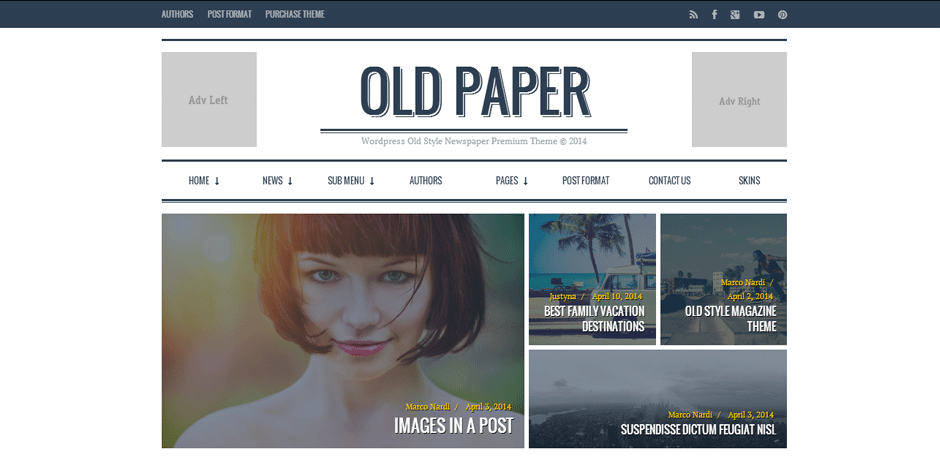 OldPaper Top Rated WordPress Themes for Bloggers