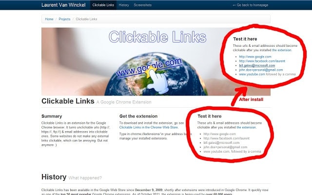 Clickable Links Chrome Extension