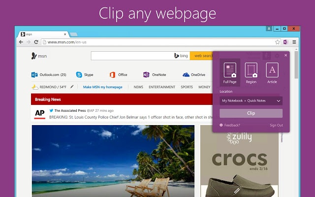 OneNote Chrome Extension