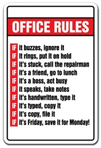 OFFICE RULES Novelty Sign gift boss Monday Friday Office Gift Ideas